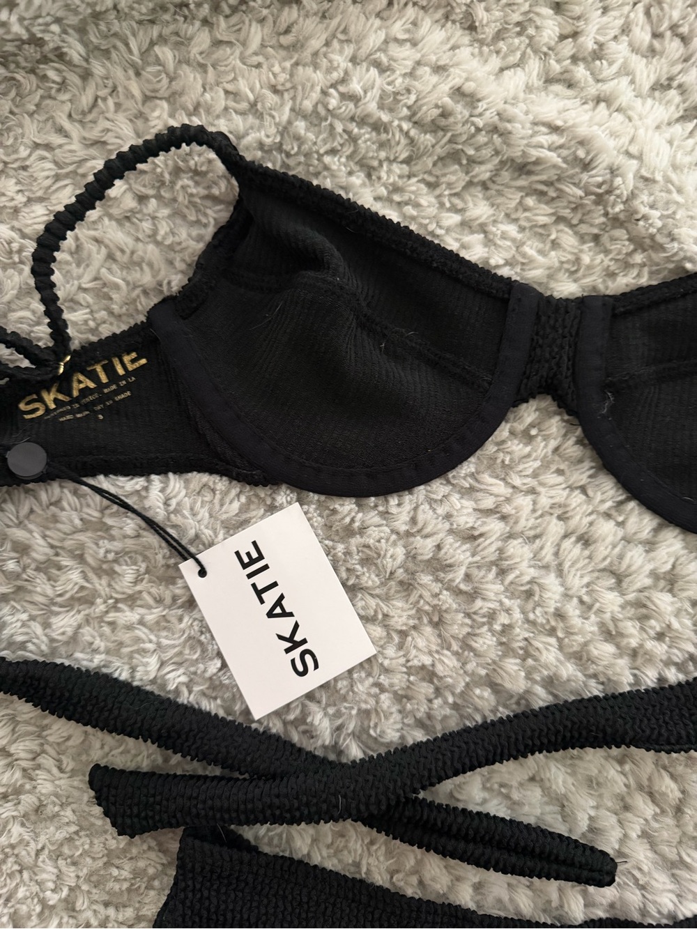 NWT Skatie Black Ribbed Bikini Set - Picture 2 of 4